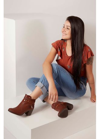 bota feminina cano curto tachas mississipi