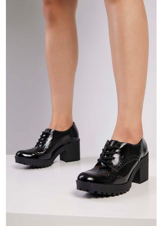 Sapato Oxford Via Marte Verniz Tratorado Preto Pittol