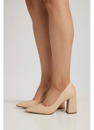 sapato nude salto bloco