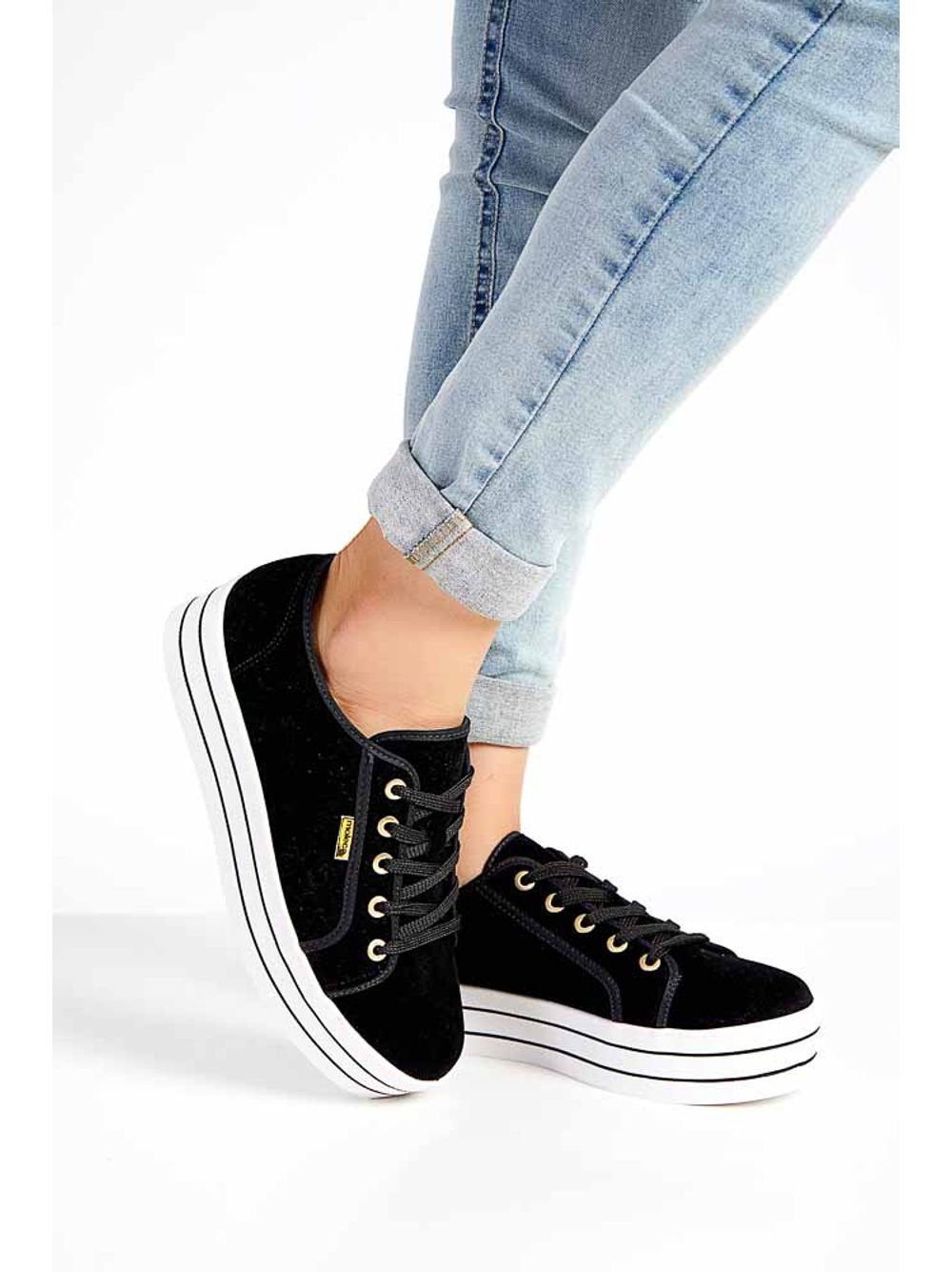 tenis flatform preto moleca