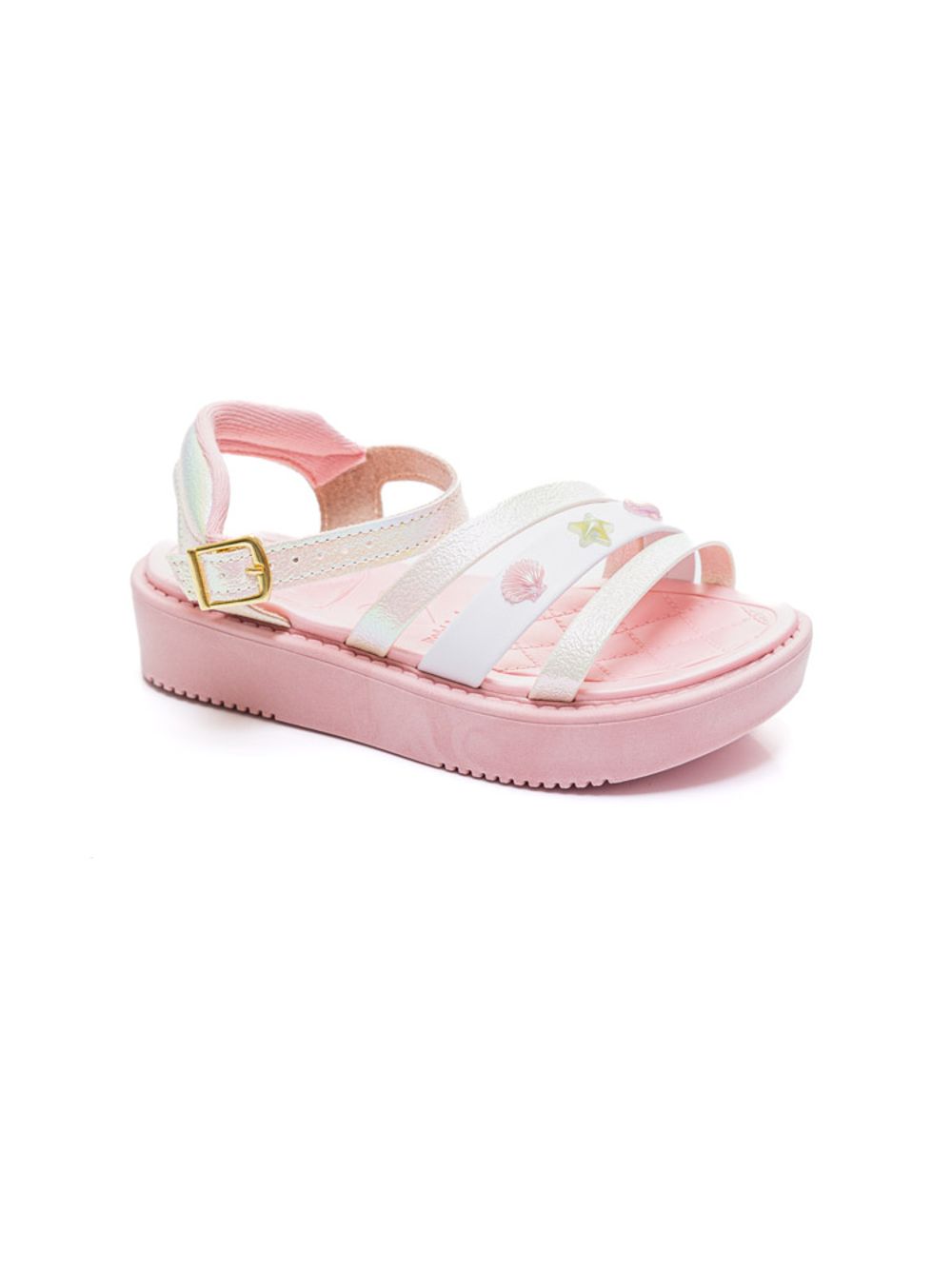 Sandália Infantil para Menina Mar e Cor Rosa com Glitter