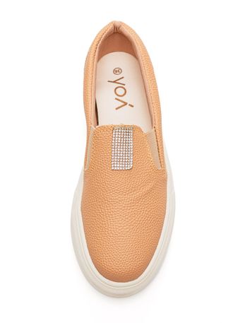 Tenis Yoa Slip On Feminino Platamorma 03-408, Nude