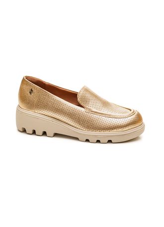 Sapato-Usaflex-Mocassim-Feminino-Couro-Sola-Leve-Al1501-Ouro
