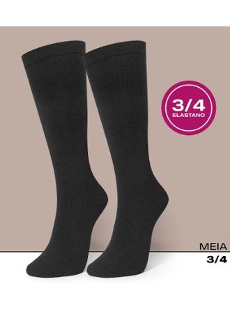 Meia-3-4-Selene-7005.001-Feminina-Algodao-Preto